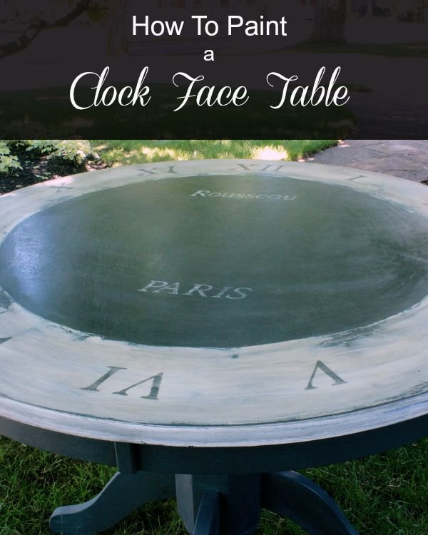 painted table with clock design top, painted furniture