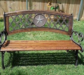 repaired refinished bench, outdoor furniture, painted furniture, repurposing upcycling