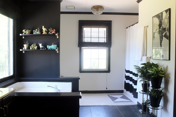 a black white and vintage master bathroom, bathroom ideas