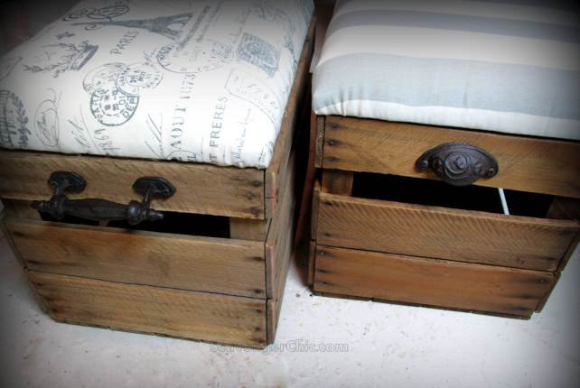 upcycled fruit crate ottoman