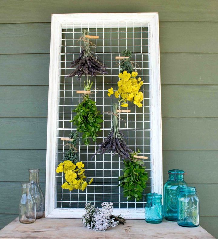herb drying rack repurposed from a picture frame, flowers, gardening, how to, repurposing upcycling