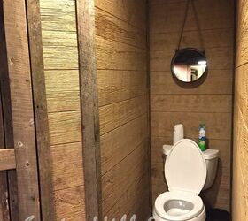 beautiful barn wood bathroom makeover, bathroom ideas, flooring, repurposing upcycling, tiling, wall decor