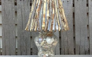 Pantalla de lámpara inspirada en la playa con ramitas desgastadas