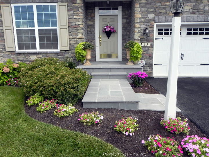 updating front entrance with flagstone, concrete masonry, curb appeal, landscape, stairs
