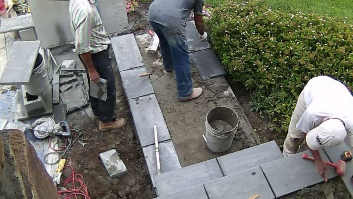updating front entrance with flagstone, concrete masonry, curb appeal, landscape, stairs