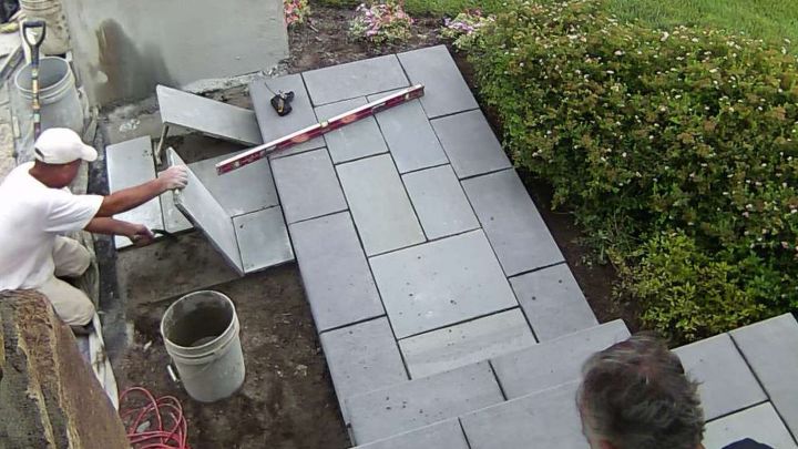 updating front entrance with flagstone, concrete masonry, curb appeal, landscape, stairs