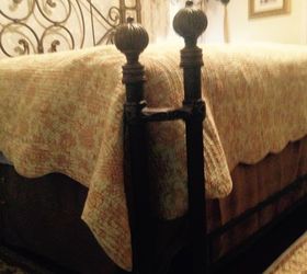 ways to update my mediterranean bedroom furniture, There are iron posts like this on both of the bottom corners of the bed