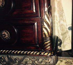ways to update my mediterranean bedroom furniture, Close up of iron scrolls at bottom of dresser and night stands