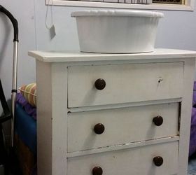 q renovating bathroom how to turn a dresser into a vanity, bathroom ideas, home improvement, painted furniture, repurposing upcycling