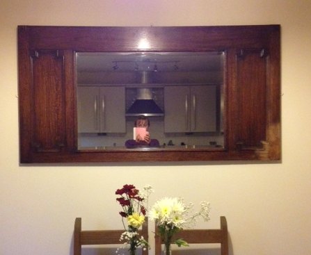before and after oak kitchen mirror, home decor, repurposing upcycling, wall decor