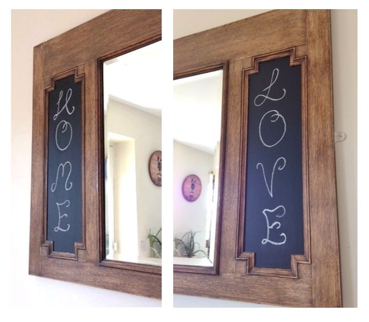 before and after oak kitchen mirror, home decor, repurposing upcycling, wall decor
