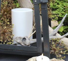 add driftwood for a beachy lantern, crafts, repurposing upcycling