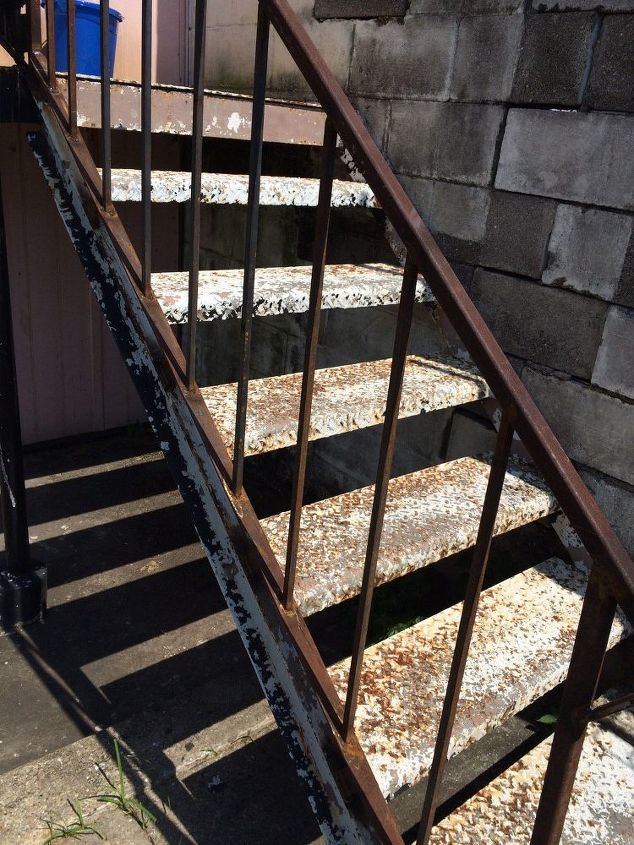 anyone know a quick solution to removing rust off an iron stairwell, There has to be an easy fix