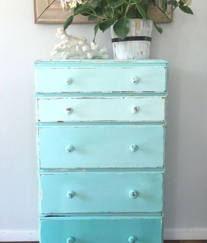 Aqua Ombre Chest of Drawers upcycle | Hometalk