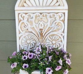wall planter repurposed from a water fountain, container gardening, gardening, repurposing upcycling