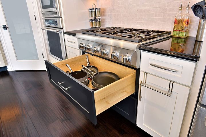 open floor plan ohio home in dramatic black and white, home decor, kitchen design, kitchen island
