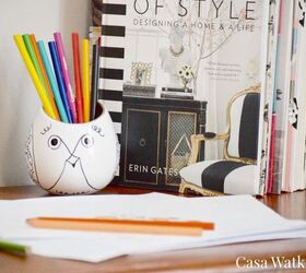 diy kate spade inspired pencil holder from repurposed planter, crafts, how to, organizing, repurposing upcycling