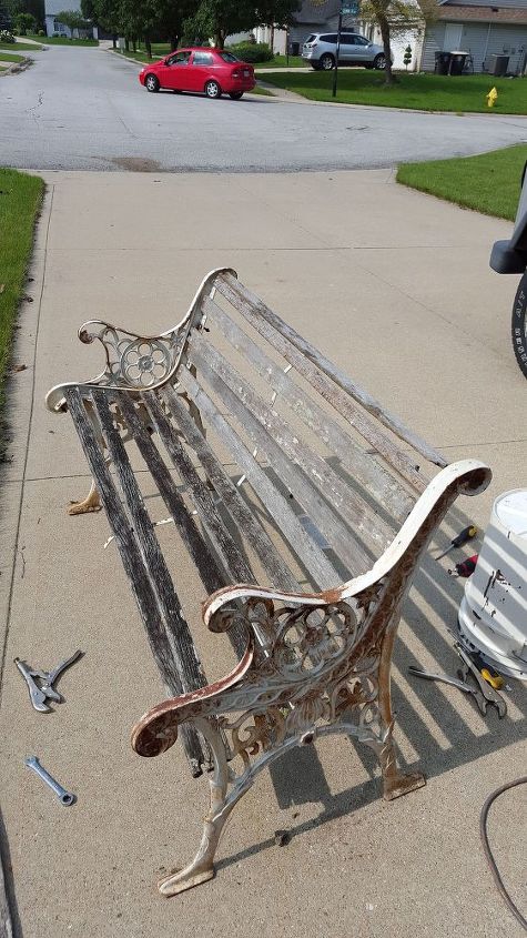 giving a sad worn out park bench new life