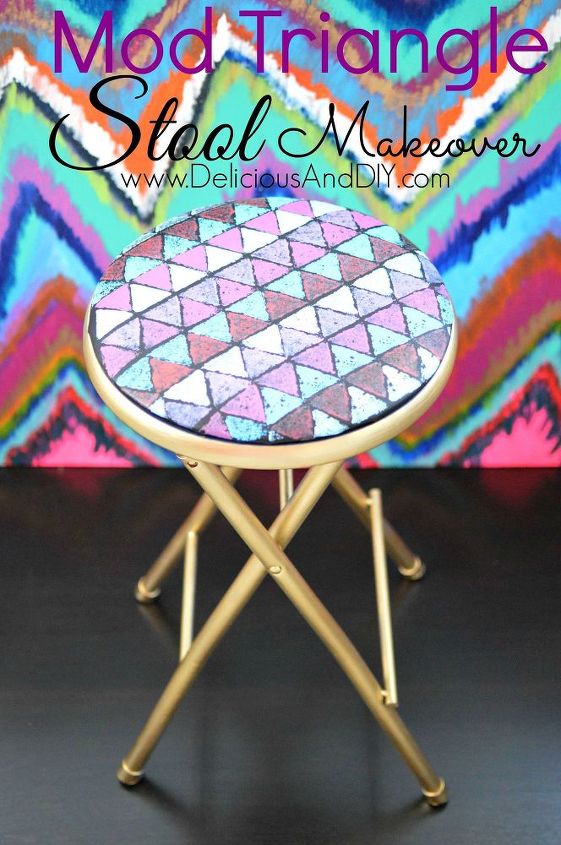 mod triangle stool makeover, how to, painted furniture, repurposing upcycling