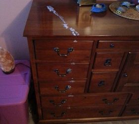 himalayan salt lamp leaked on dresser, Salt lamp leaked on dresser