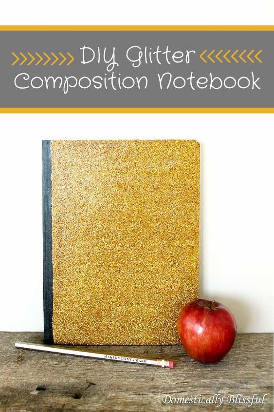 diy glitter composition notebook, crafts, decoupage, how to