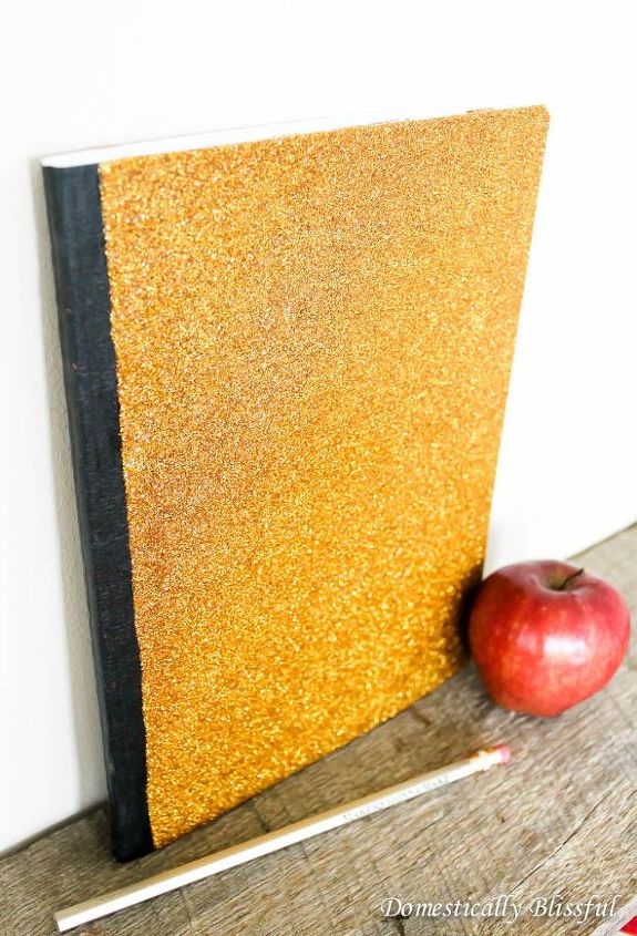diy glitter composition notebook, crafts, decoupage, how to