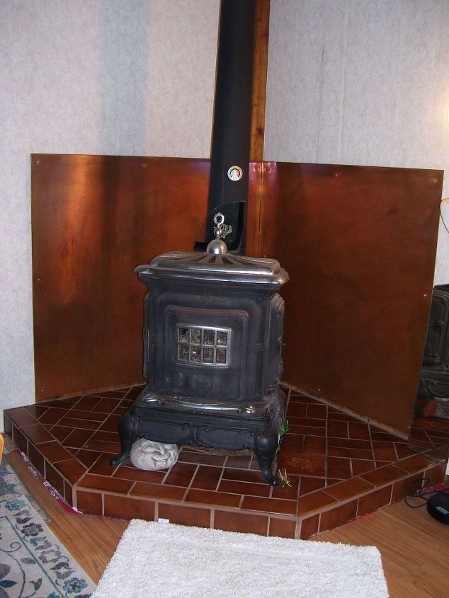 Replacing The Wall Guard Behind Fireplace Hometalk - How To Protect The Wall Behind A Wood Stove