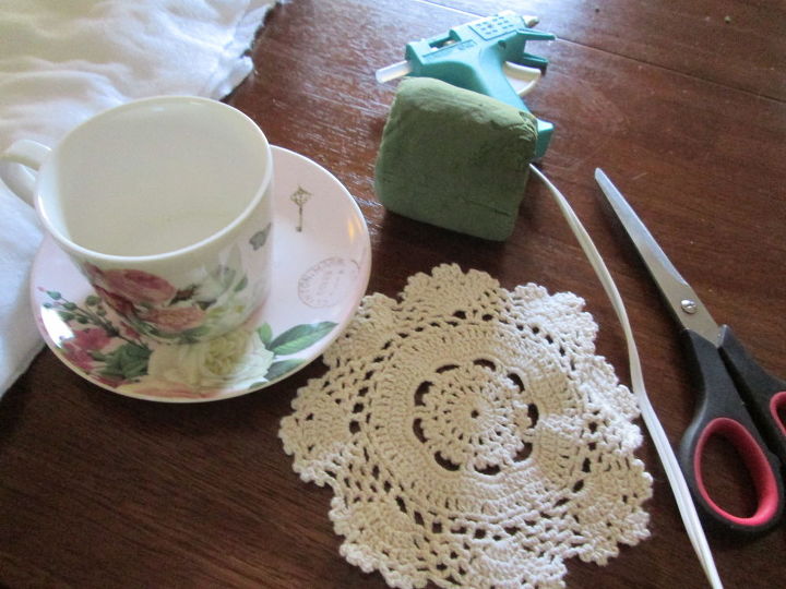 coffee cup turned pin cushion for sewing craft room, crafts, how to, repurposing upcycling, shabby chic