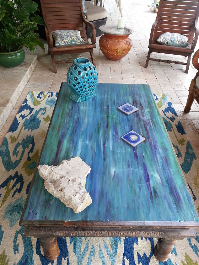 from weathered to coastal patio table, outdoor furniture, painted furniture, repurposing upcycling