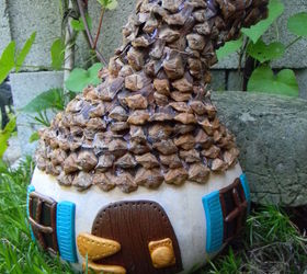 repurposed gourd to fairy cottage, crafts, gardening, how to, repurposing upcycling