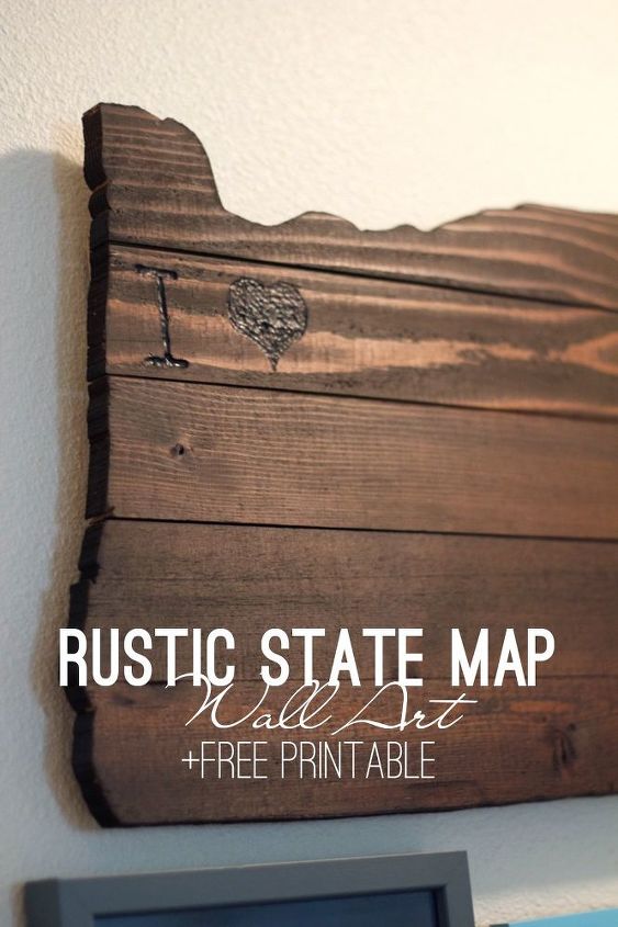 rustic state map love wall decor, how to, wall decor, woodworking projects