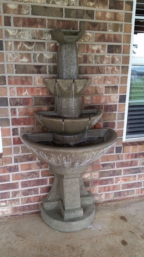 question about outdoor fountain causing a lot of overspray, pic of fountain