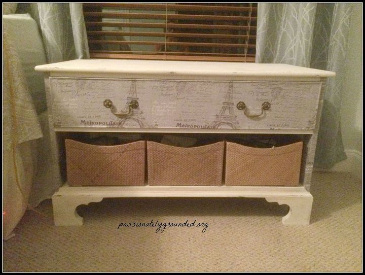 decoupaged side dresser with fabric, chalk paint, decoupage, painted furniture, repurposing upcycling, reupholster