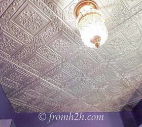 how to cover a popcorn ceiling by installing faux tin, how to, wall decor