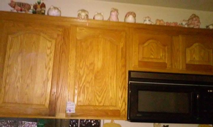 q kitchen cabinet counter remodel, countertops, home improvement, kitchen cabinets, kitchen design, Upper cabinets above microwave stove