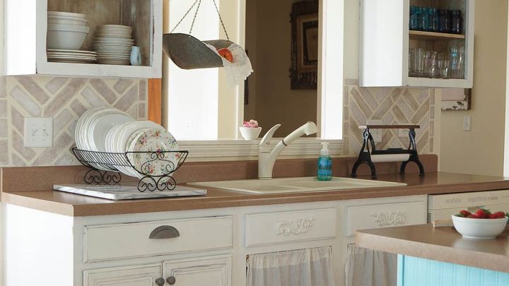 Budget- Friendly Designer Dream Home: How To Create a Designer Look with Herringbone Brick Stenciling