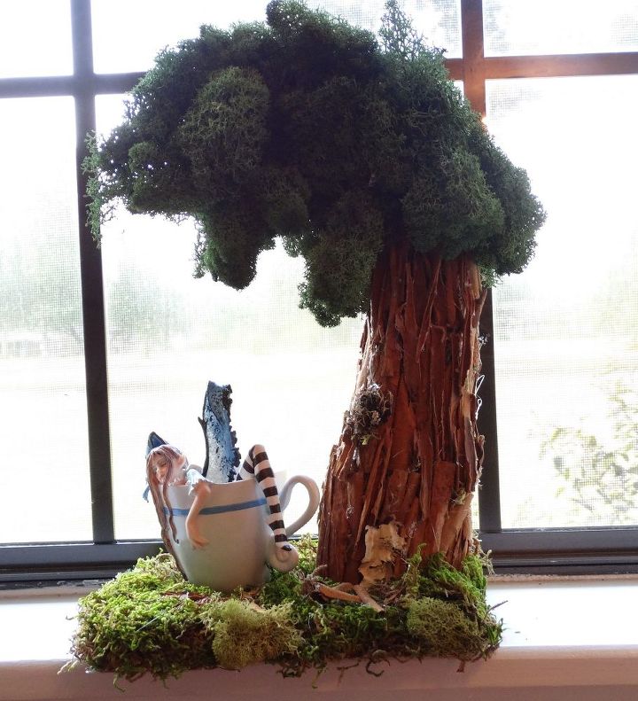 fairy garden tree from a banana stand, crafts, gardening, repurposing upcycling