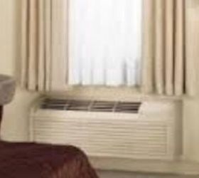 how to disguise hotel type ac heat units, Window unit no drapes yet West windows in Texas are HoT
