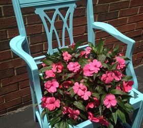 chair planter, container gardening, gardening, repurposing upcycling
