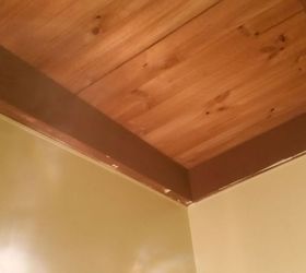 transform dark ceiling beams on raked ceiling, My bathroom showing paint messes