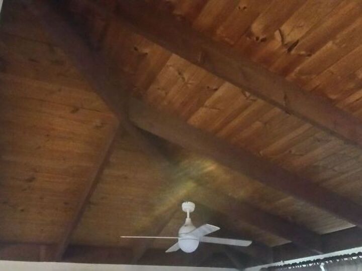 q how to update dark ceiling beams on raked ceiling, painting, wall decor, living room