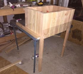 diy raised planter with trellis, container gardening, flowers, gardening, Planter box without back legs