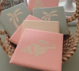 diy chalk painted coastal coasters, chalk paint, crafts, how to