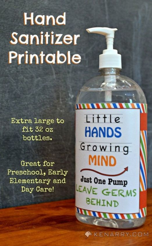 hand sanitizer free printable for teacher gift, crafts, repurposing upcycling