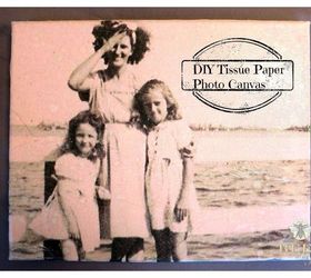 diy tissue paper photo canvas, crafts, decoupage, how to, wall decor