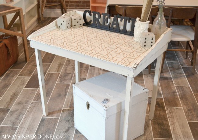 fabric topped table, how to, painted furniture, repurposing upcycling, reupholster