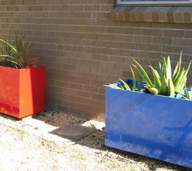 paint an old file cabinet to make a large colorful planter, With Its Red Sister Planter