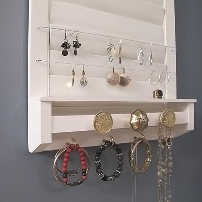 repurposed shutter to jewelry storage, crafts, repurposing upcycling, storage ideas