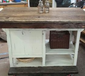 diy barnwood top rustic kitchen island, kitchen design, kitchen island, repurposing upcycling, rustic furniture