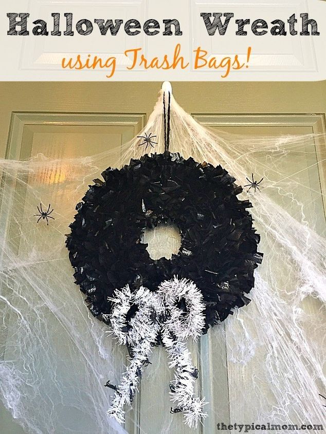 how to make a halloween wreath out of trash bagshalloween wreath made out of trash ba, crafts, halloween decorations, how to, seasonal holiday decor, wreaths